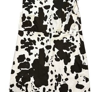 Arula Fit & Flare Cow Print Knee Length Dress Size A(1X) Shoulder Pads NWT